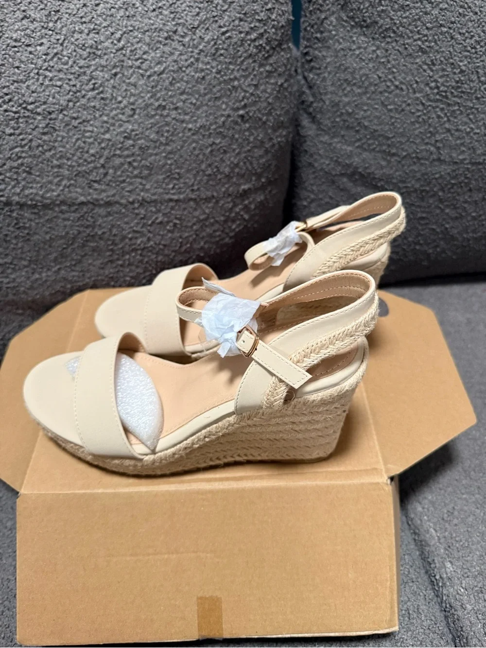 Women’s Beige Ankle-Strap Espadrille Sandals